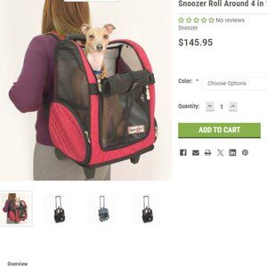 Snoozer Large Rolling Dog/Cat/Pet Carrier in Red